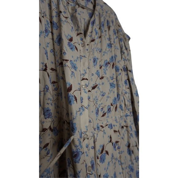 Free People Flower Fields Sz Small Floral Long Sleeve Mini Dress In Ivory - Picture 9 of 9